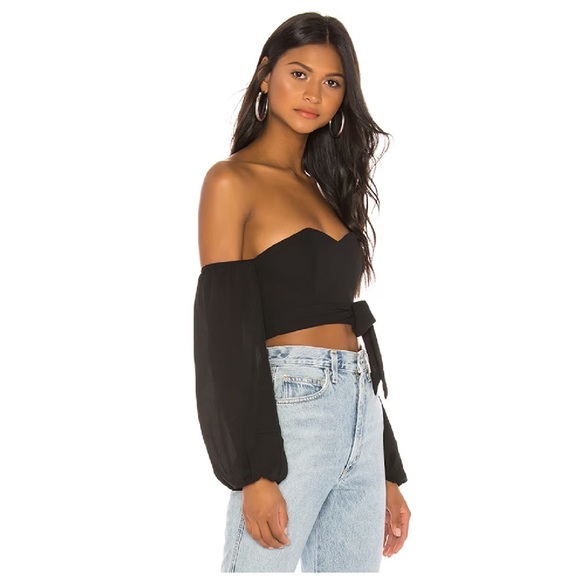 Superdown Maya Cropped Long Sleeve Top XS Preowned - Picture 3 of 11